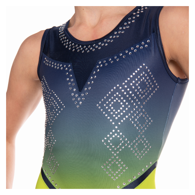 Cavalli Gymnastikanzug Gelb und Blau Ärmellos
